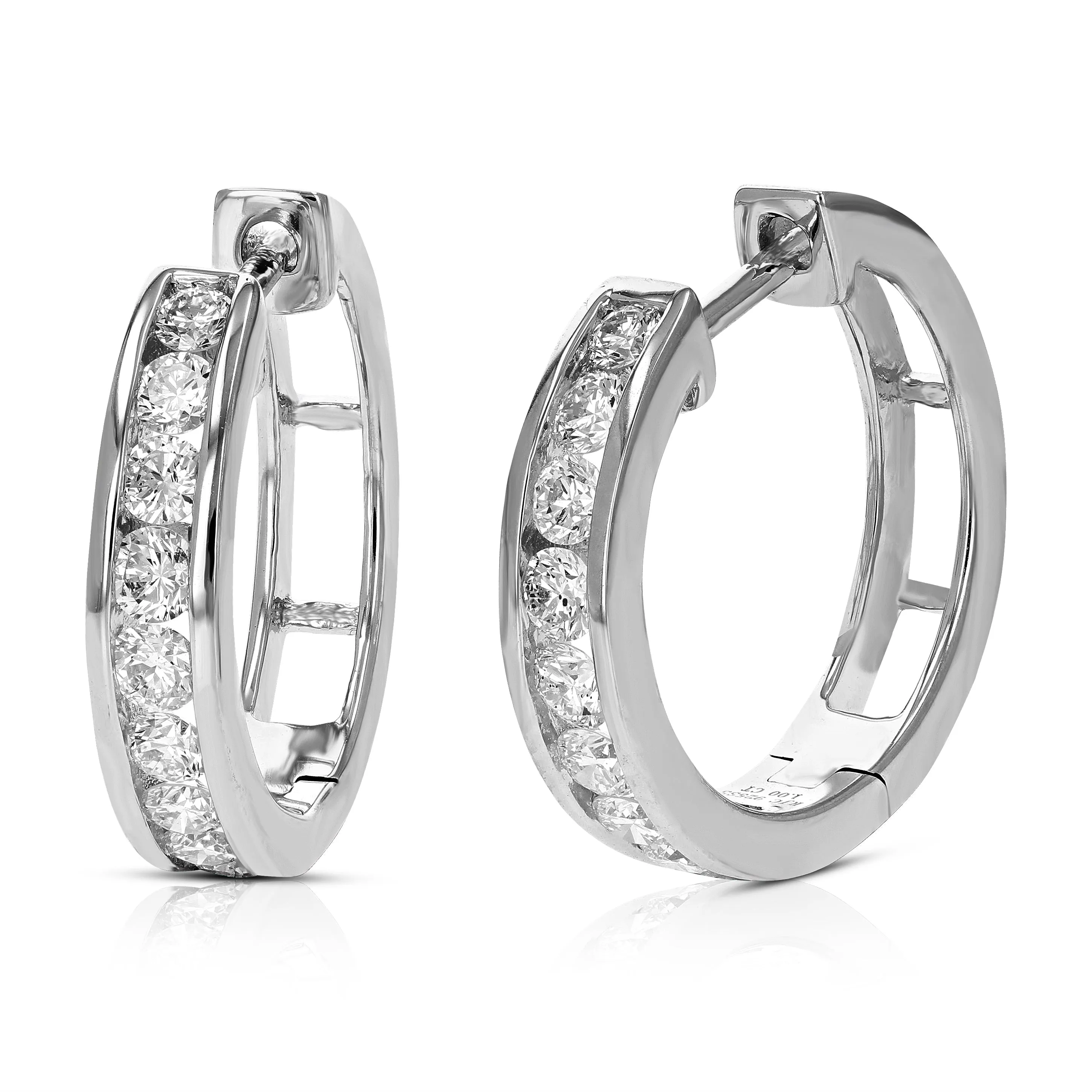 1 cttw Lab Grown Diamond Hoop Channel Earrings in Sterling Silver