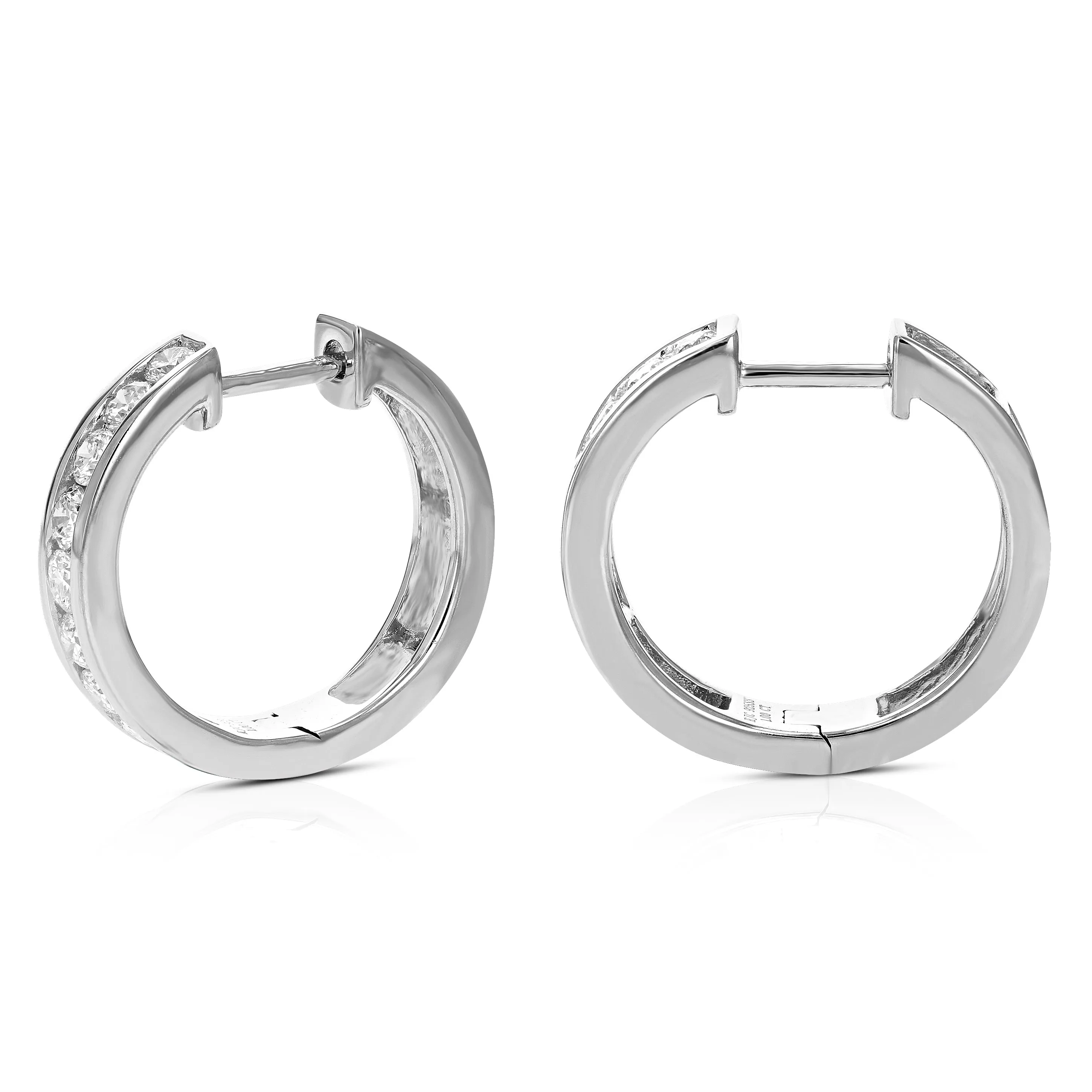 1 cttw Lab Grown Diamond Hoop Channel Earrings in Sterling Silver