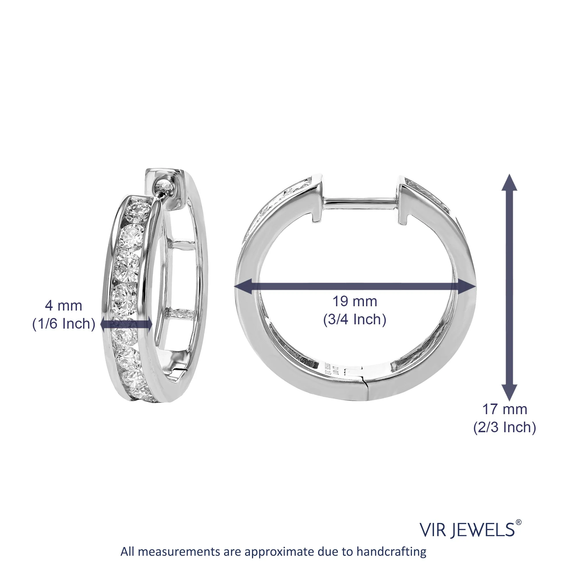 1 cttw Lab Grown Diamond Hoop Channel Earrings in Sterling Silver