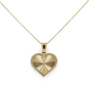 14K Gold Fluted Heart Pendant