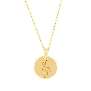 14k Gold 'GYPB' Flamingo Circle Necklace by Lindsey Gurk