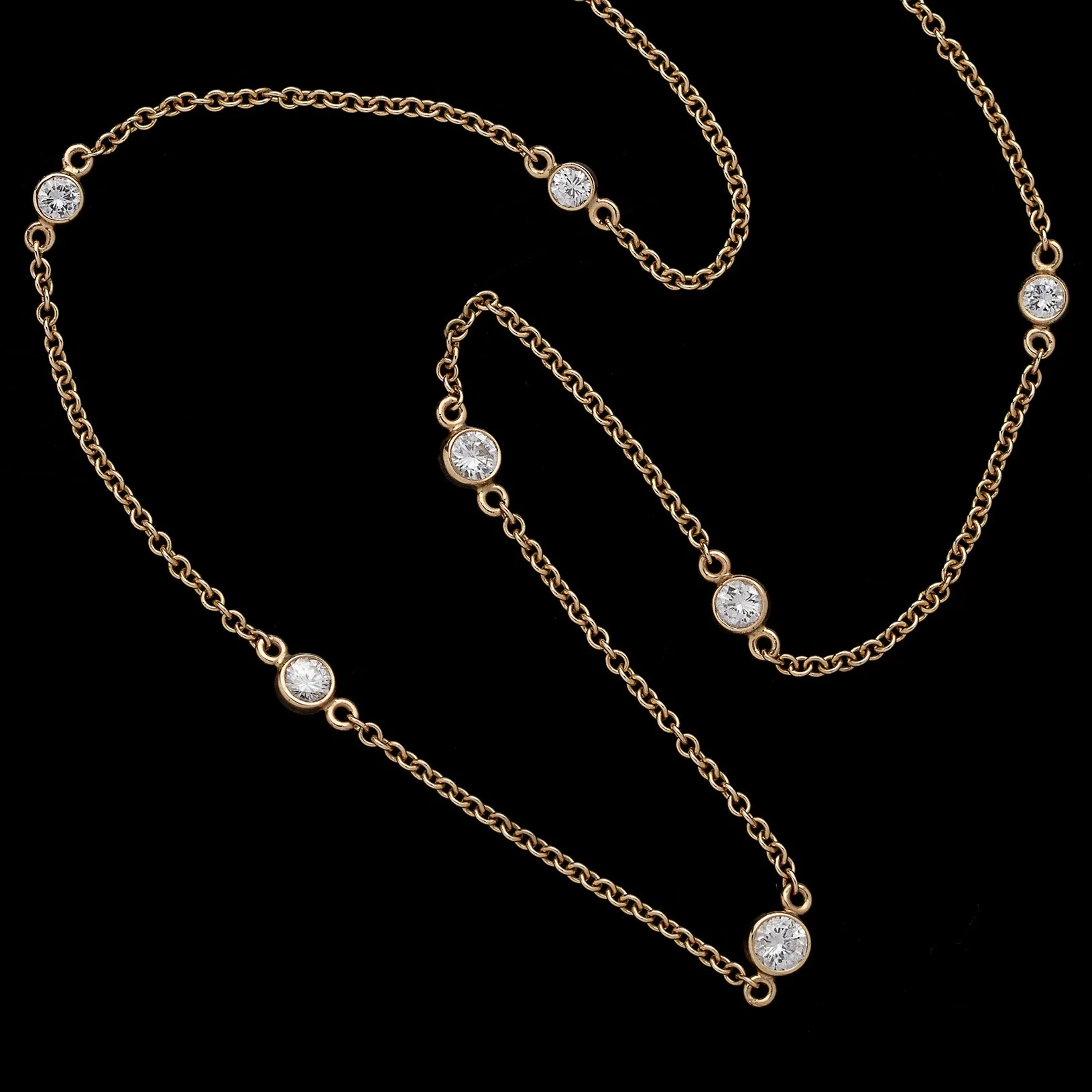 14k Yellow Gold Diamonds By The Yard Necklace