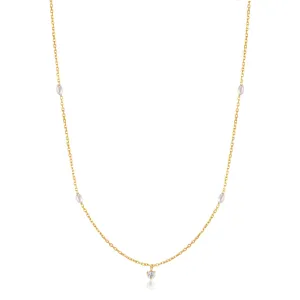 14kt Gold Pearl and White Sapphire Necklace