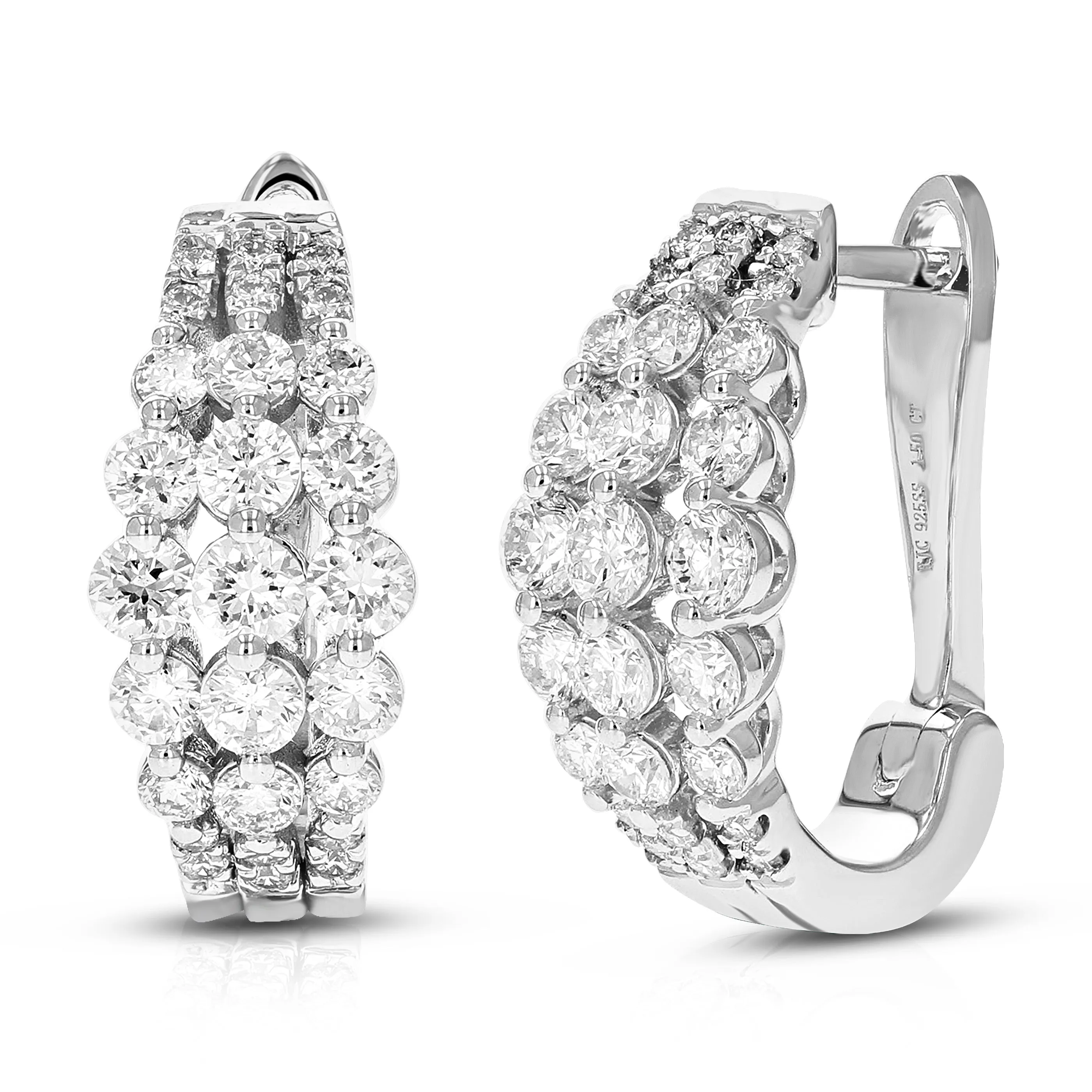 1.50 cttw Lab Grown Diamond Hoop Earrings in .925 Sterling Silver