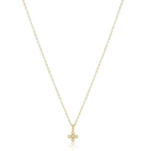 16" Necklace Gold Classic Beaded Signature Cross Small Gold Charm