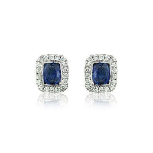 18ct White Gold with Diamonds and Sapphire Earrings - MM8F41W-18DS