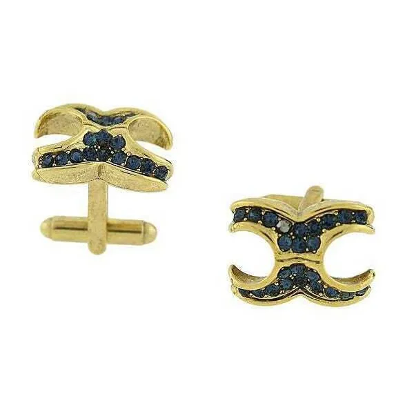 1928 Jewelry X-Shaped Crystal Cufflinks