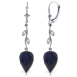 25.72 Carat 14K Solid White Gold Diamond Drop Sapphire Earrings