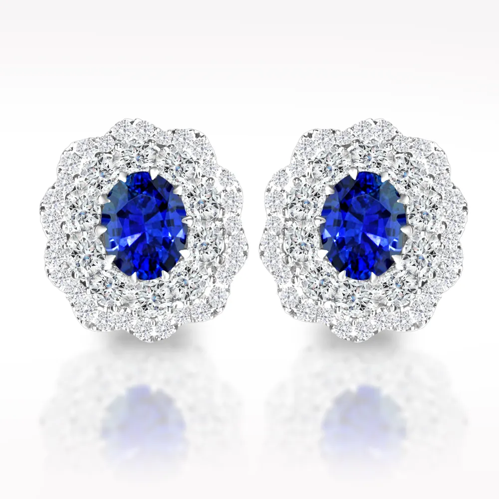 2.82ct Sapphire And Diamond White Gold Earrings