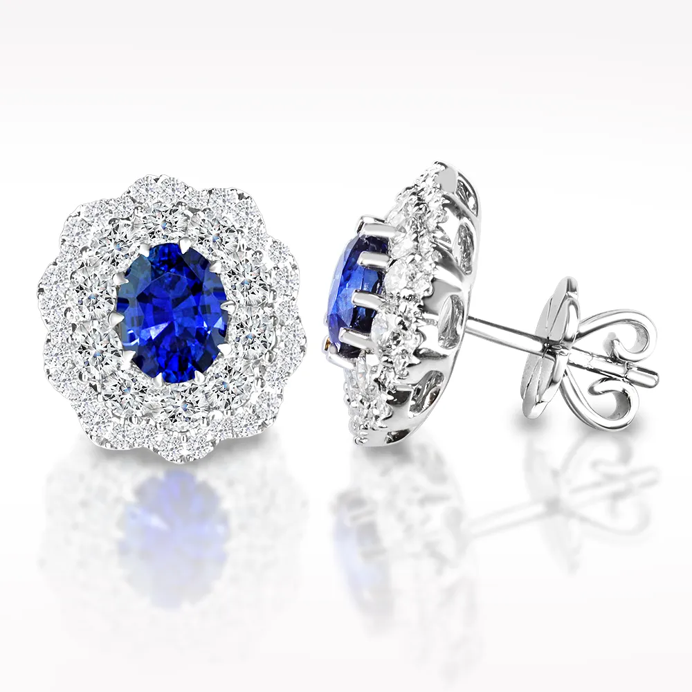 2.82ct Sapphire And Diamond White Gold Earrings