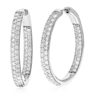 3 cttw Lab Grown Diamond Inside Out Hoop Earrings in .925 Sterling Silver