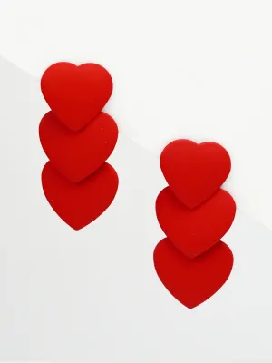 3 Heart Drop Earrings