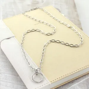 30” Silver Chain Necklace w/ Silver Circle