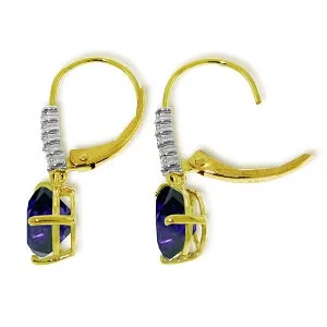 3.15 Carat 14K Solid Yellow Gold Violeta Sapphire Diamond Earrings