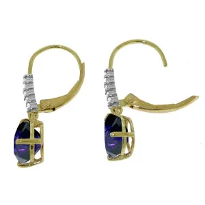 3.15 Carat 14K Solid Yellow Gold Violeta Sapphire Diamond Earrings