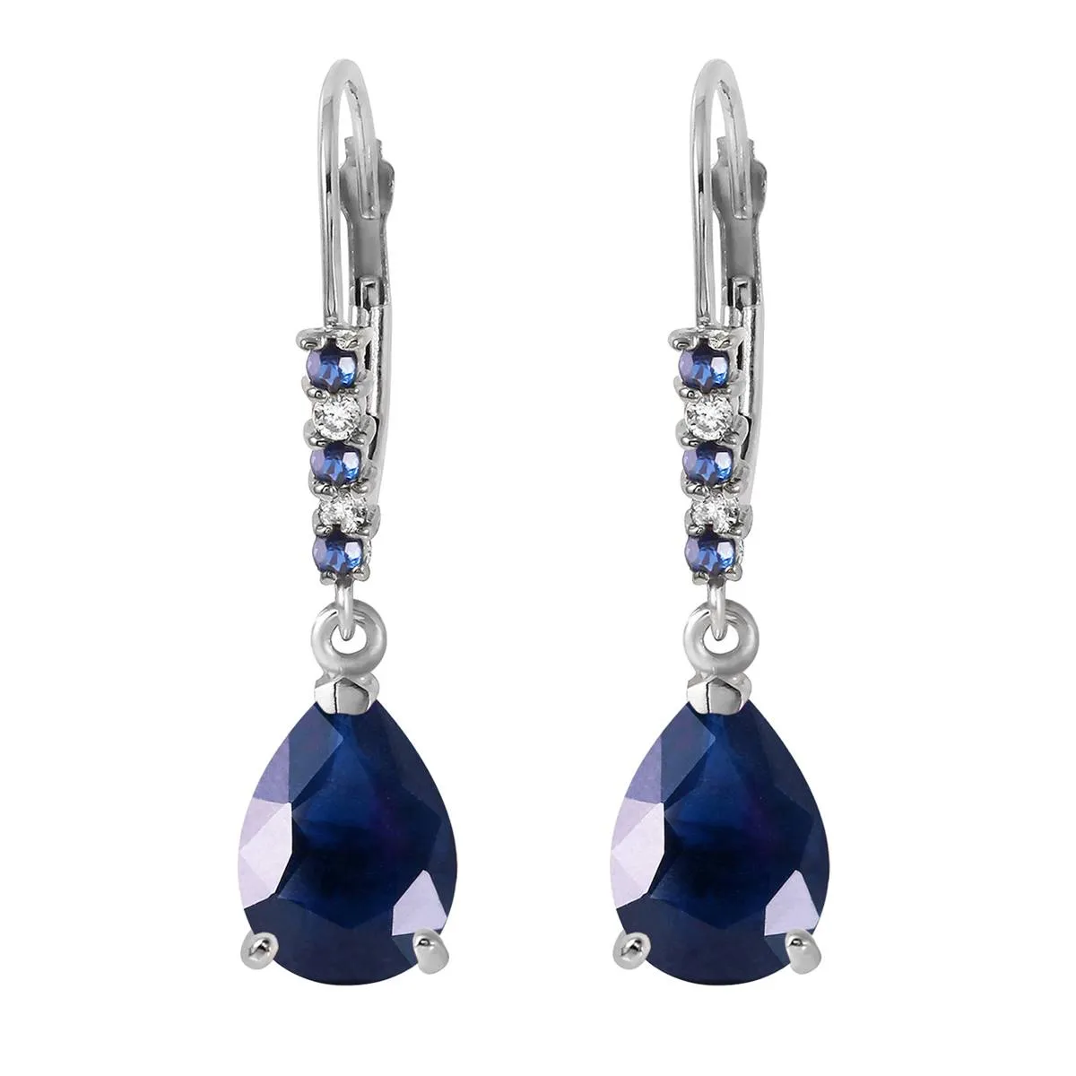 3.18 Carat 14K Solid White Gold Power Of Words Sapphire Diamond Earrings