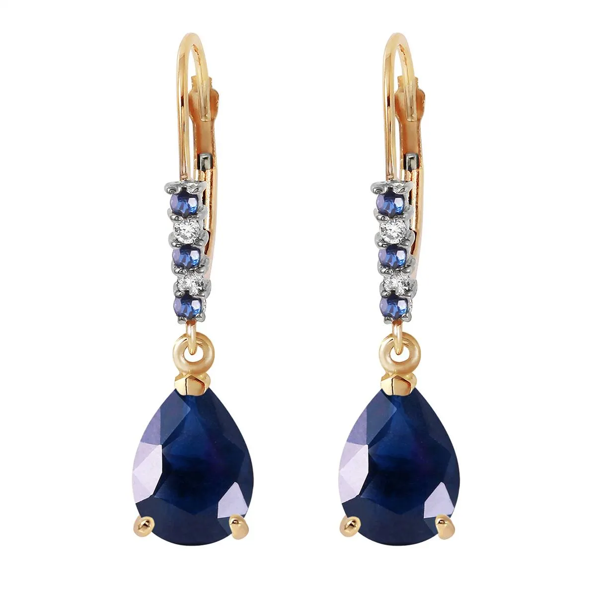 3.18 Carat 14K Solid Yellow Gold Longevity Sapphire Diamond Earrings