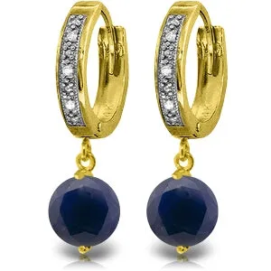 3.33 Carat 14K Solid Yellow Gold Organza Sapphire Diamond Earrings