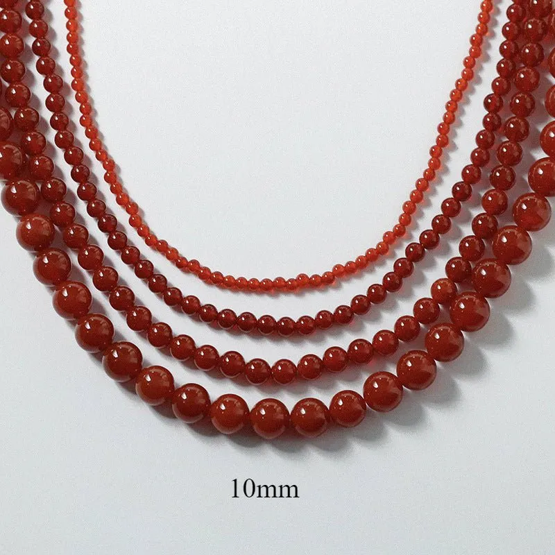 4/6/8/10/12mm Red  Agate/Agate Stone Beaded Necklaces