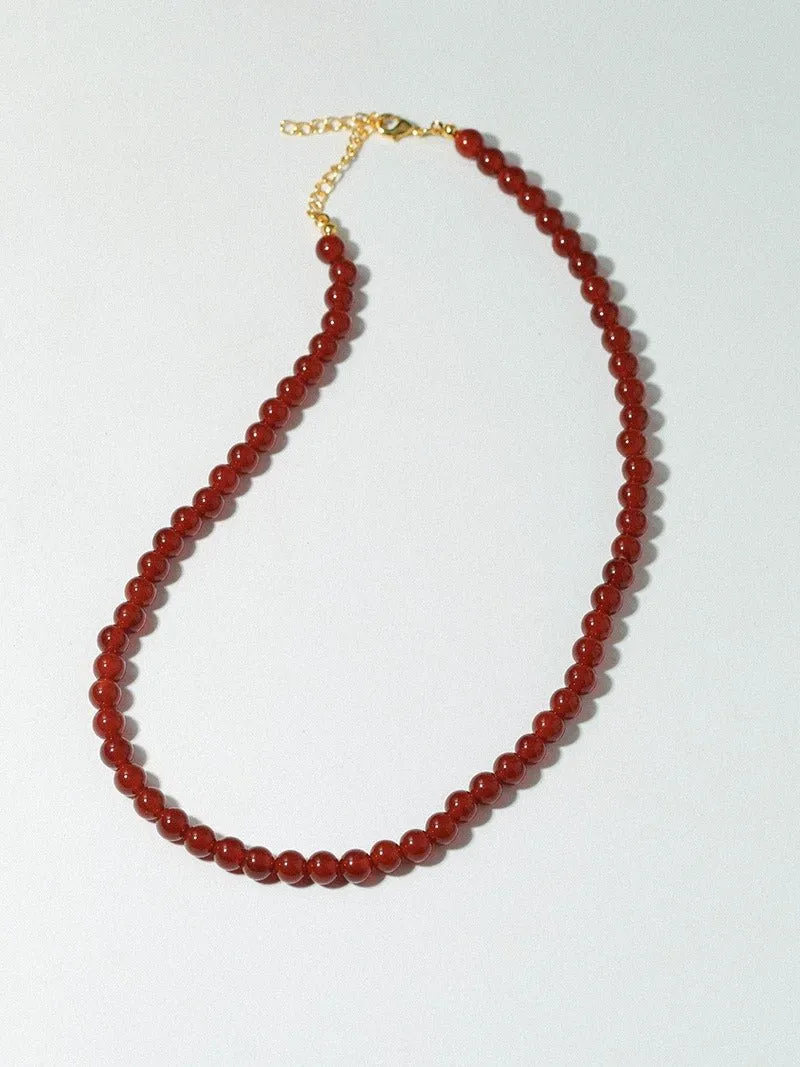 4/6/8/10/12mm Red  Agate/Agate Stone Beaded Necklaces