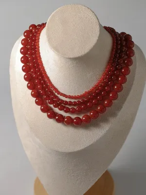 4/6/8/10/12mm Red Onyx/Agate Stone Beaded Necklaces