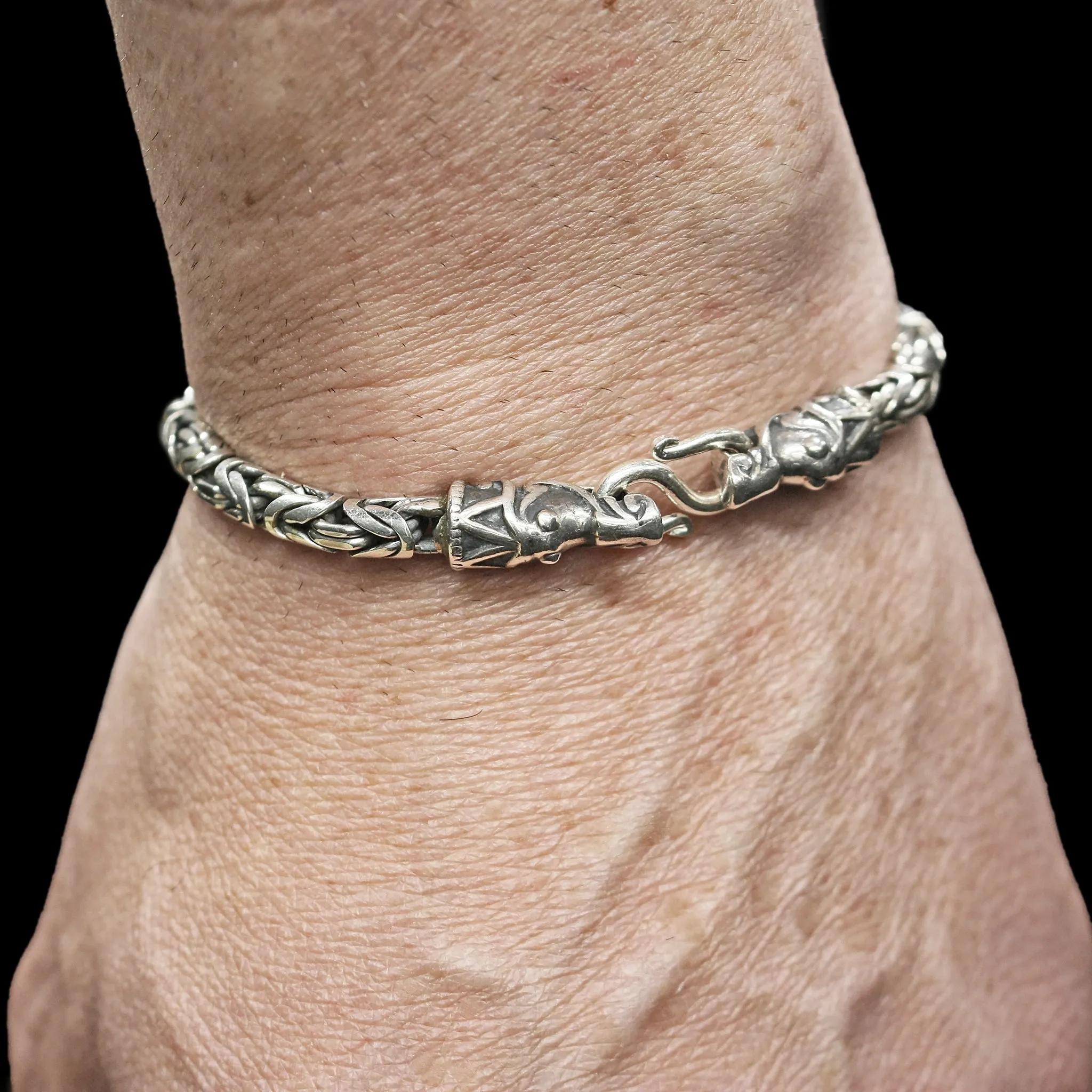 5mm Silver King Bracelet With Gotlandic Dragon Heads