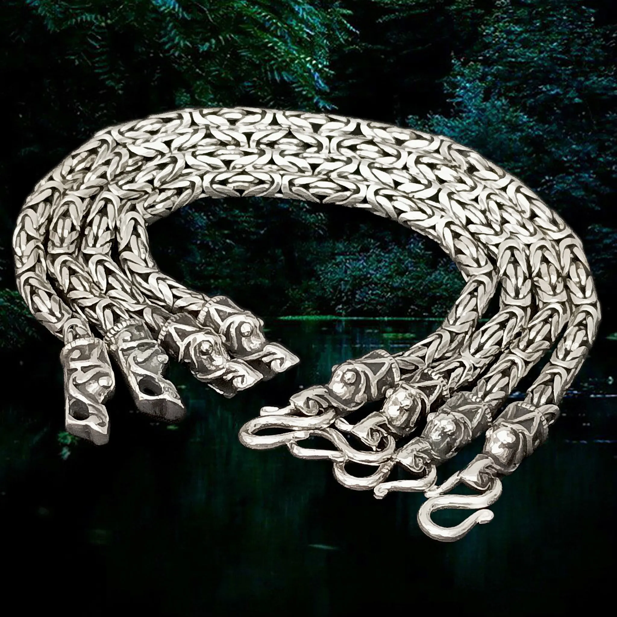 5mm Silver King Bracelet With Gotlandic Dragon Heads