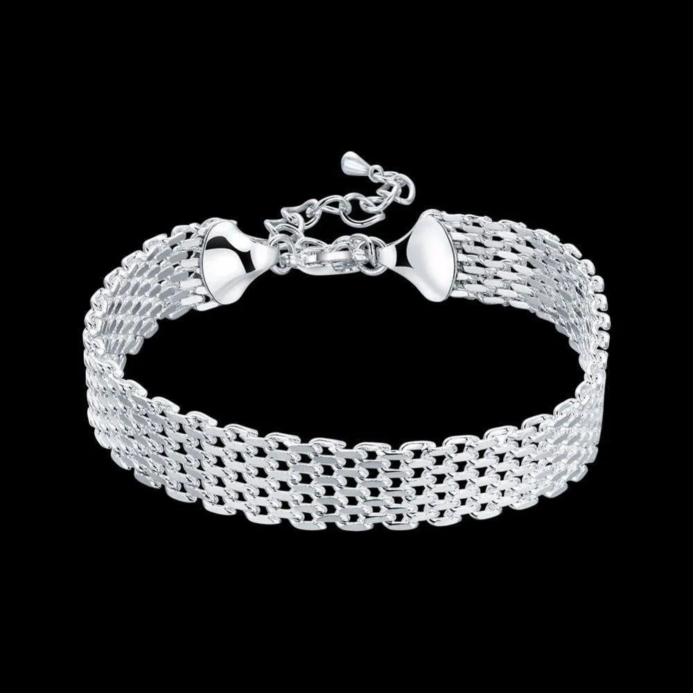 925 Sterling Silver Bracelets Charm Jewelry Cuff Simple - GJS0209