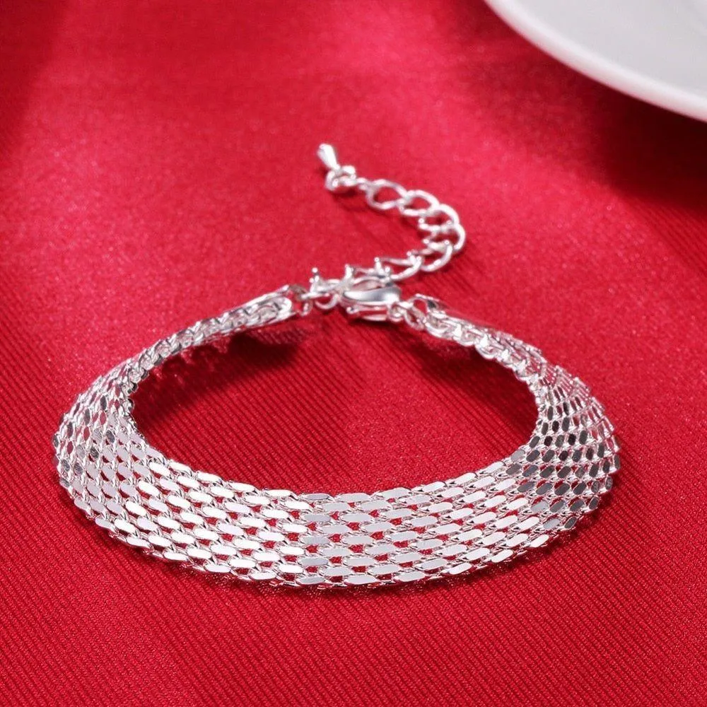 925 Sterling Silver Bracelets Charm Jewelry Cuff Simple - GJS0209