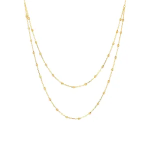 9K Yellow Gold Beaded Double Chain Necklace - WSGD90302.YG