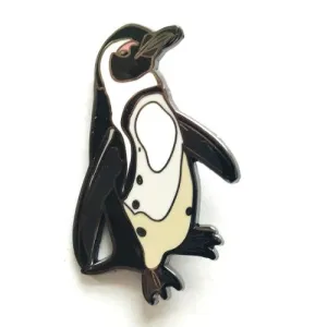 African Penguin Enamel Brooch / Pin (2" Tall)