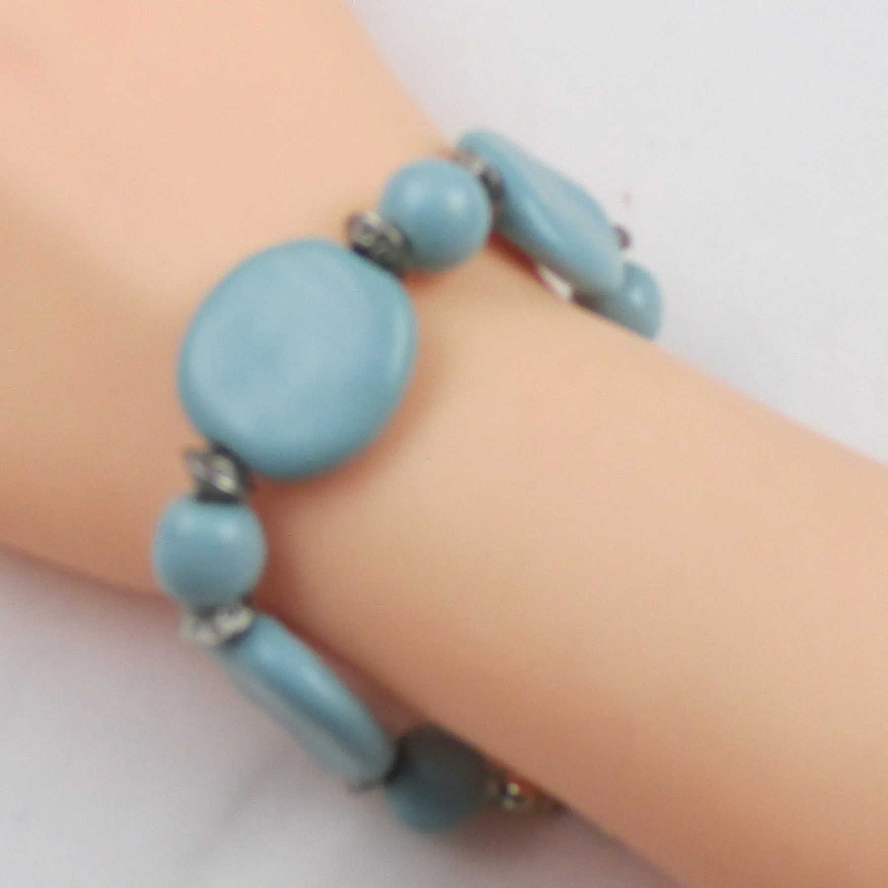 Aqua Fair Trade Kazuri Cuff Bracelet