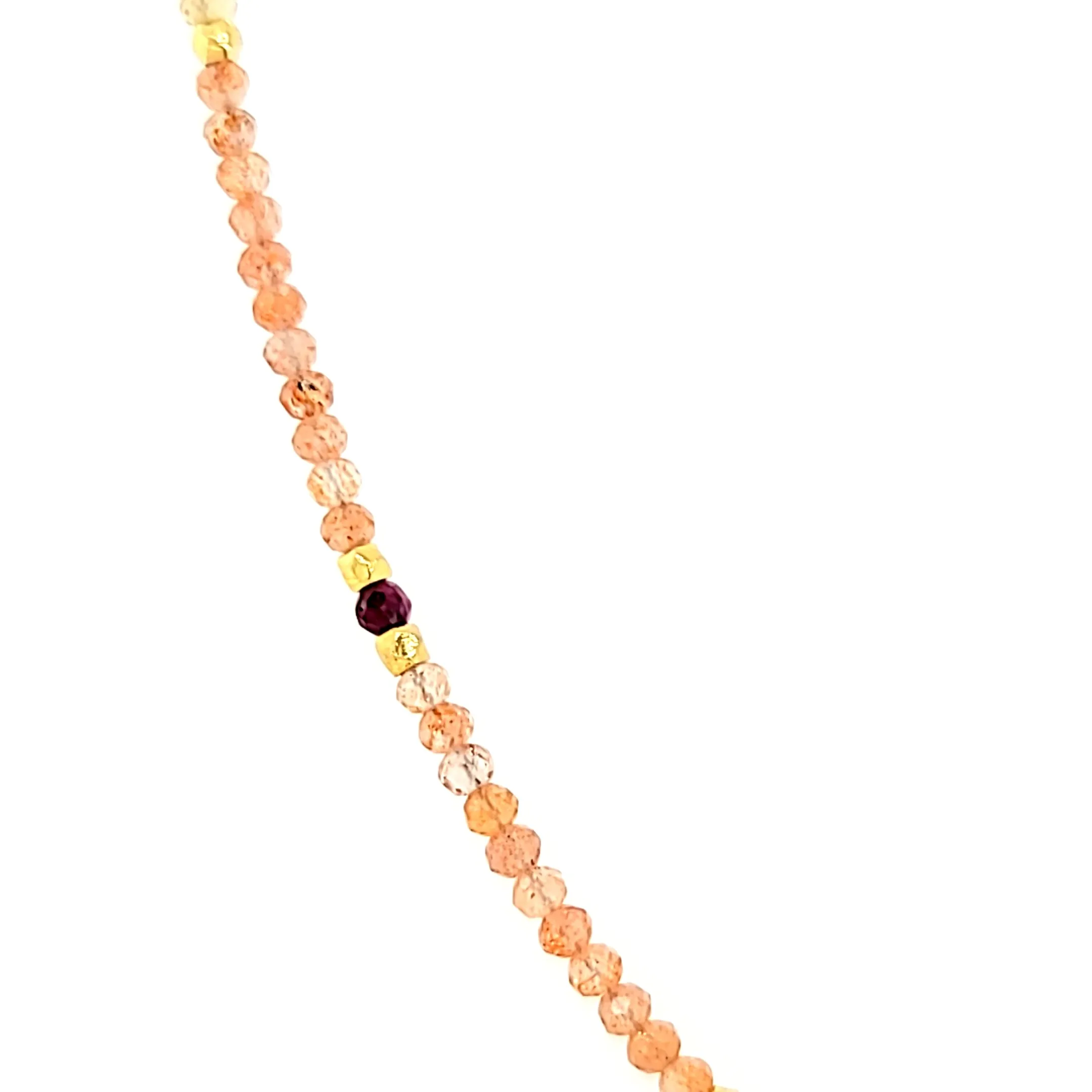 AVF Beaded Sunstone, Ruby & Apatite Necklace w/ Grandiederite Drop (SI3692)