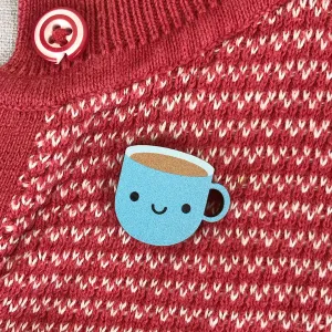 Blue Cup of Tea Kawaii Wooden Pins