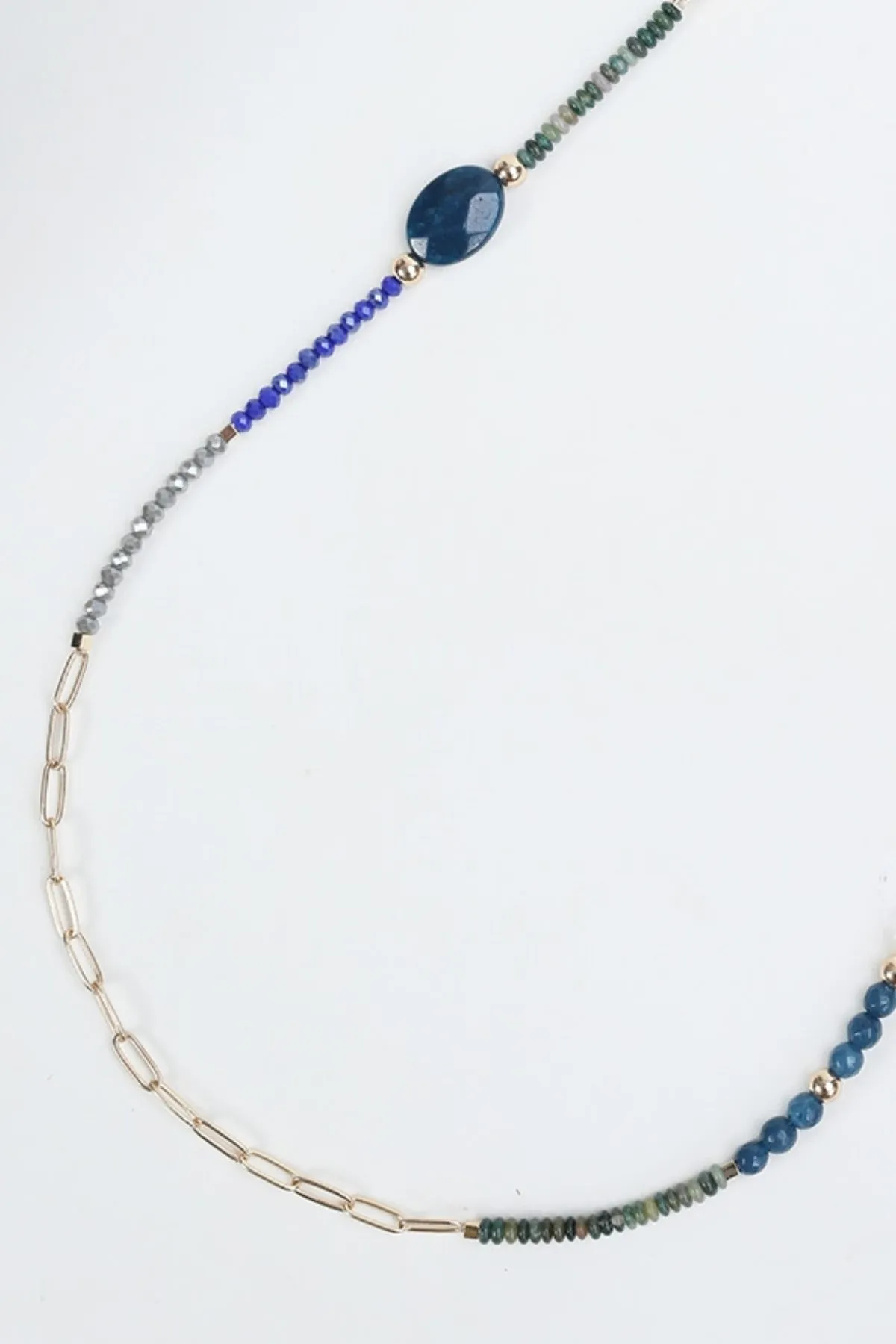 Blue Multi Beaded Long Necklace