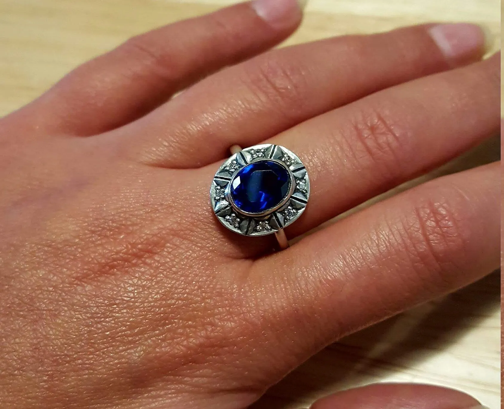 Blue Sapphire Ring - Blue Statement Ring - Vintage Tribal Ring