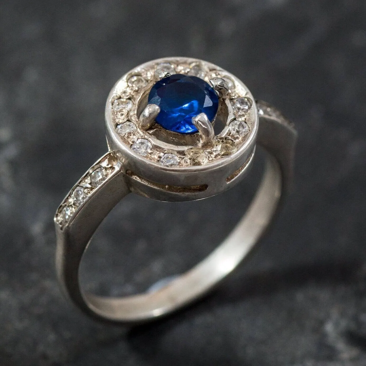 Blue Sapphire Ring - Round Blue Ring - September Birthstone Ring