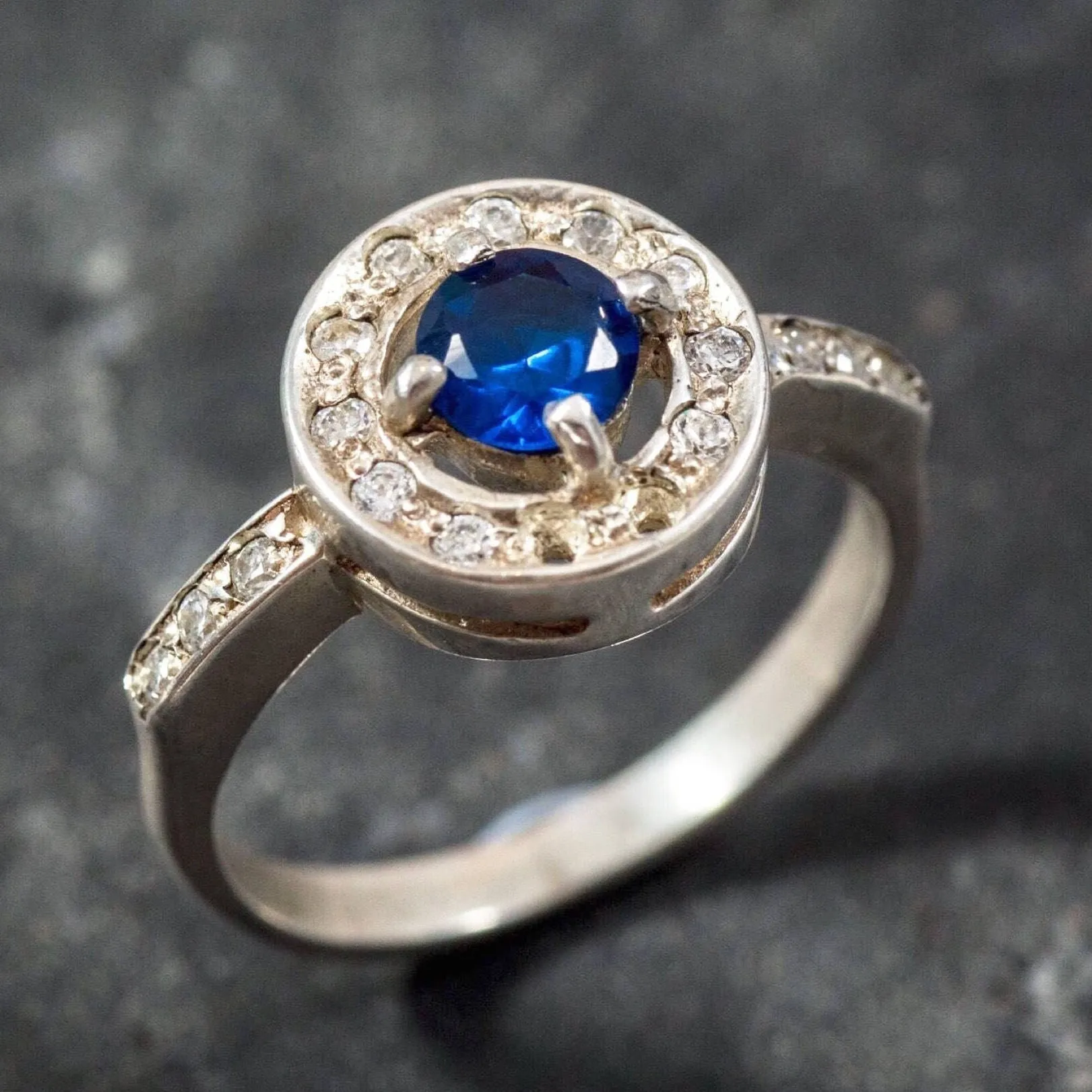 Blue Sapphire Ring - Round Blue Ring - September Birthstone Ring