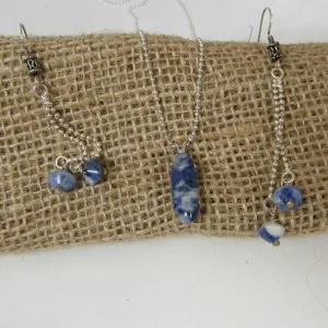 Blue Sodalite Pendant Necklace & Earrings