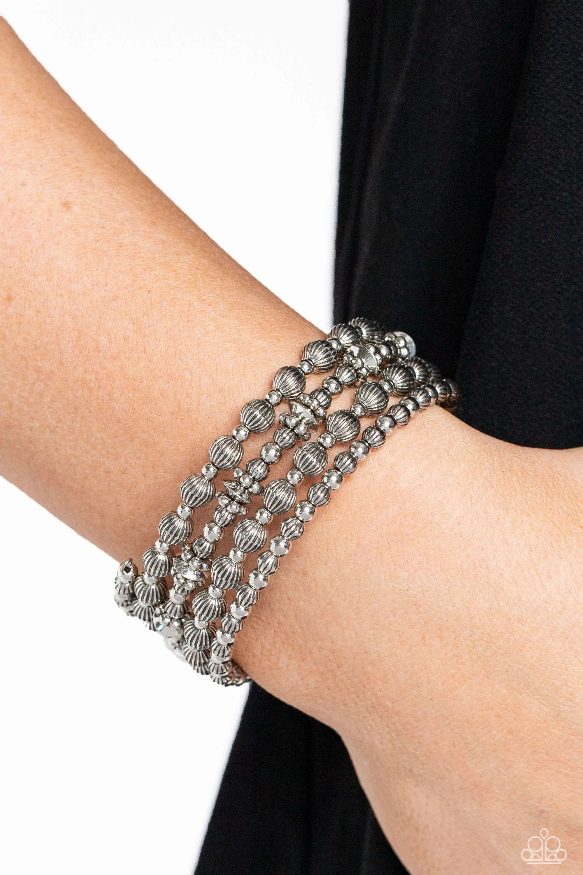 Bracelets Striped Stack - Silver B025