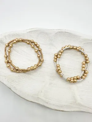 Brushed Gold Beaded Bracelet Set