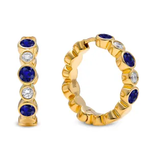 Bubbly Sapphire and Diamond Mini Hoop Earrings