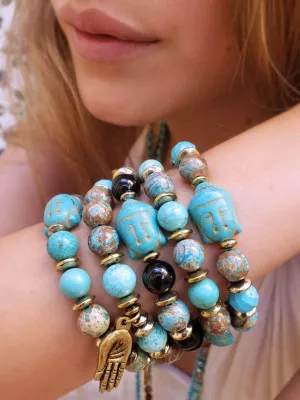 Buddha Bracelets - Magnesite & Ocean Jasper