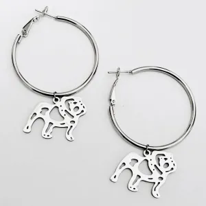 Bulldog Dangle Hoops – Silver