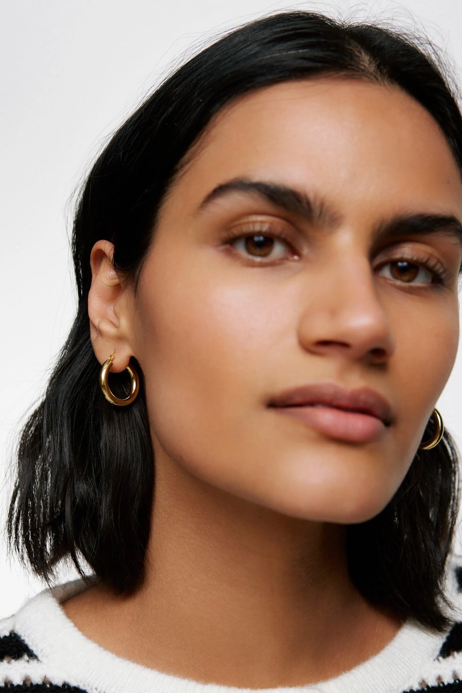 Carrie Chunky Gold Plated Hoop Earrings Small