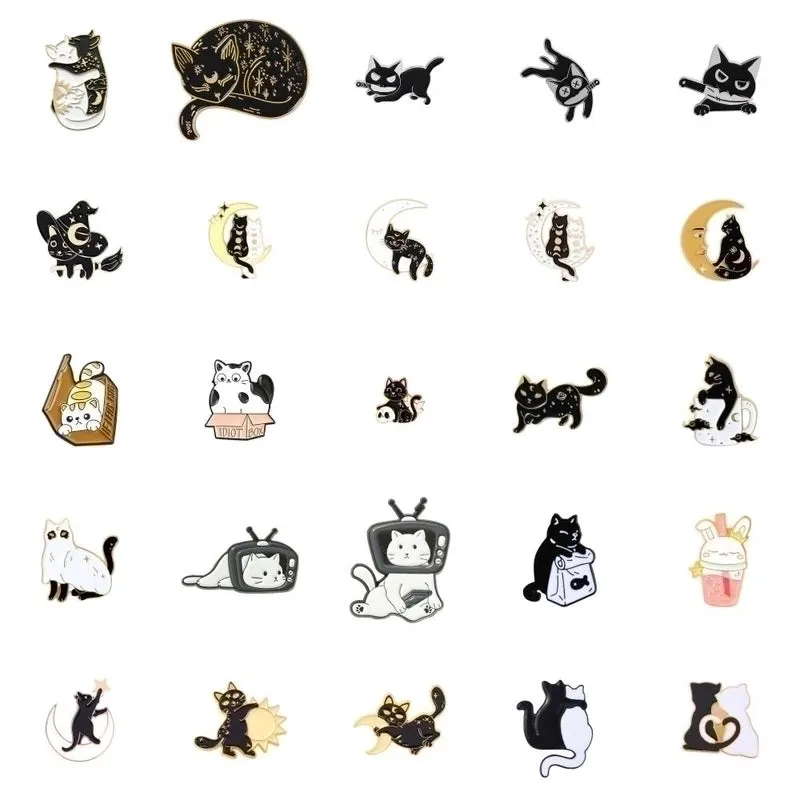 Cartoon Style Cat Alloy Enamel Unisex Brooches