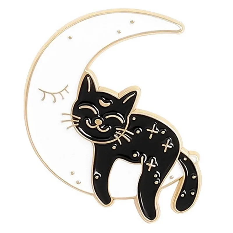 Cartoon Style Cute Letter Moon Cat Alloy Stoving Varnish Plating Unisex Brooches