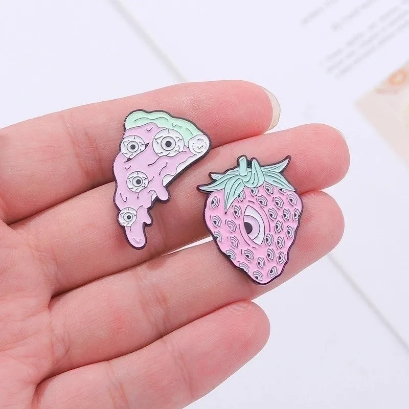 Cartoon Style Funny Rose Mushroom Skull Alloy Stamping Stoving Varnish Plating Unisex Brooches