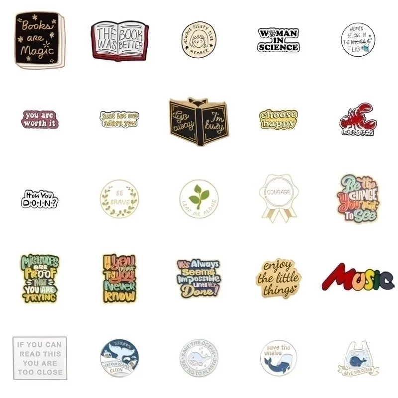 Cartoon Style Letter Alloy Stoving Varnish Unisex Brooches