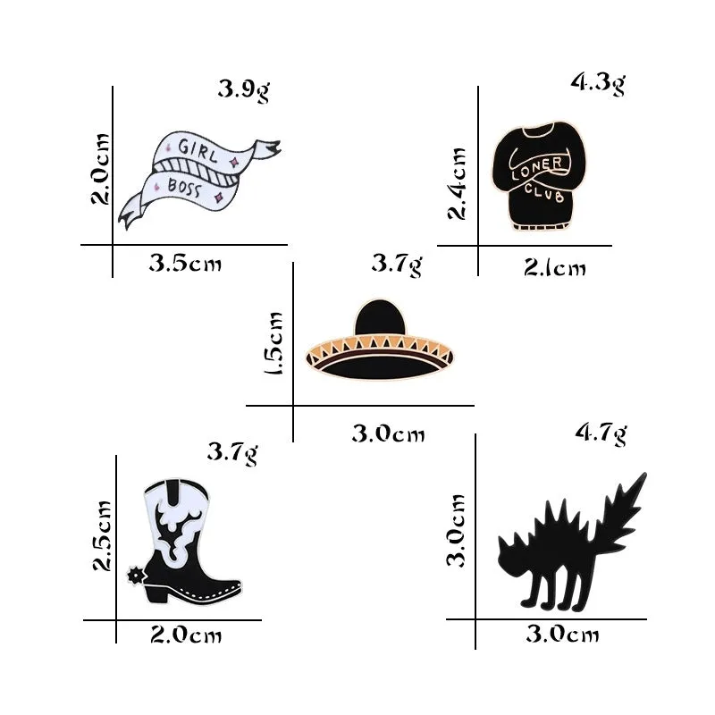 Cartoon Style Pin Hat Cat Boots Alloy Enamel Unisex Brooches